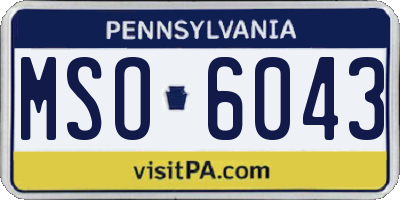 PA license plate MSO6043