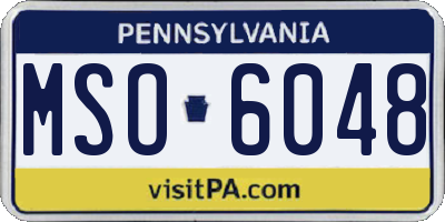 PA license plate MSO6048