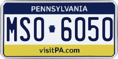 PA license plate MSO6050