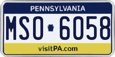 PA license plate MSO6058