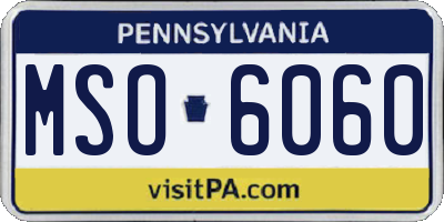 PA license plate MSO6060