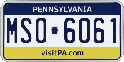 PA license plate MSO6061