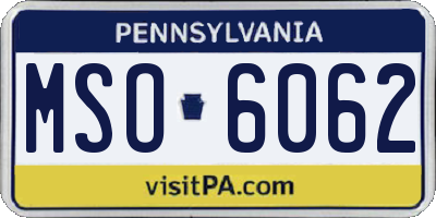 PA license plate MSO6062
