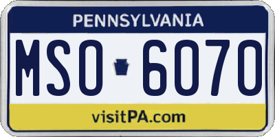 PA license plate MSO6070
