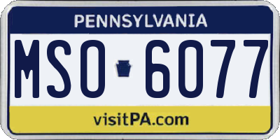 PA license plate MSO6077