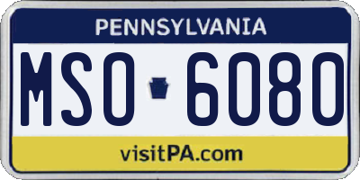 PA license plate MSO6080