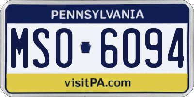 PA license plate MSO6094