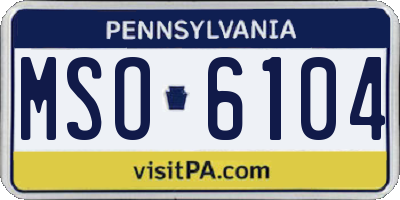 PA license plate MSO6104