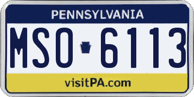 PA license plate MSO6113