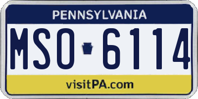 PA license plate MSO6114