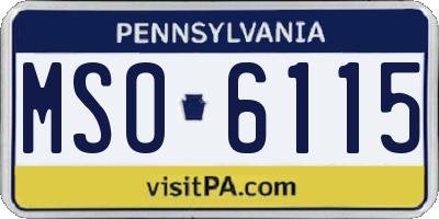 PA license plate MSO6115
