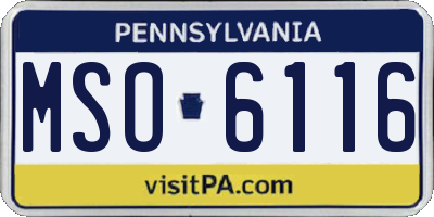 PA license plate MSO6116