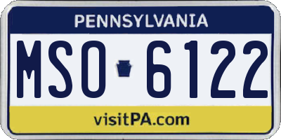 PA license plate MSO6122