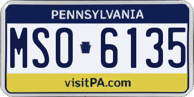 PA license plate MSO6135