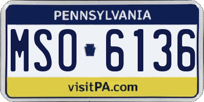 PA license plate MSO6136