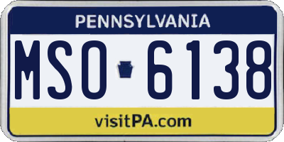 PA license plate MSO6138