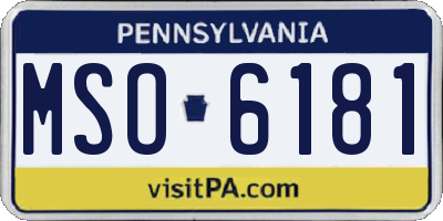PA license plate MSO6181