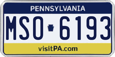 PA license plate MSO6193