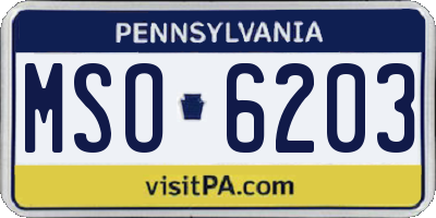 PA license plate MSO6203