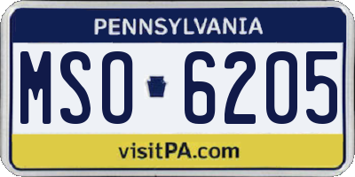 PA license plate MSO6205