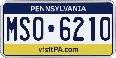 PA license plate MSO6210