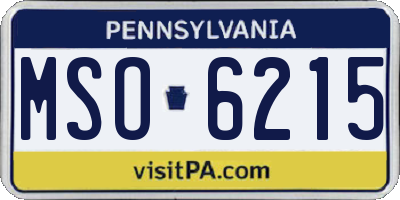 PA license plate MSO6215