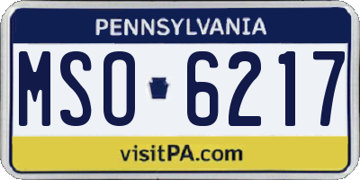 PA license plate MSO6217