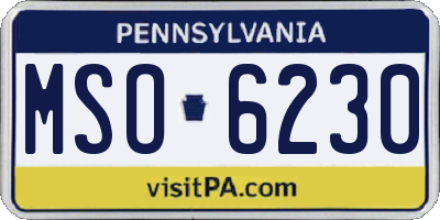 PA license plate MSO6230