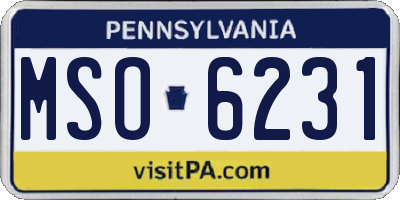 PA license plate MSO6231