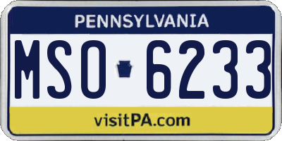 PA license plate MSO6233
