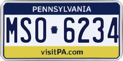 PA license plate MSO6234