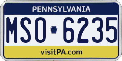 PA license plate MSO6235
