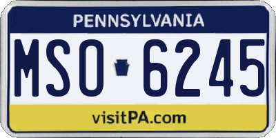 PA license plate MSO6245
