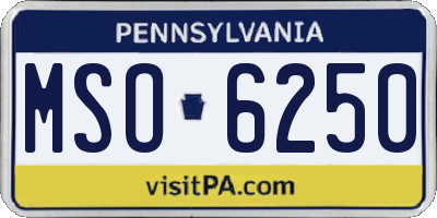 PA license plate MSO6250