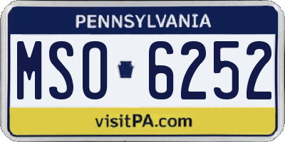 PA license plate MSO6252