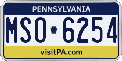 PA license plate MSO6254
