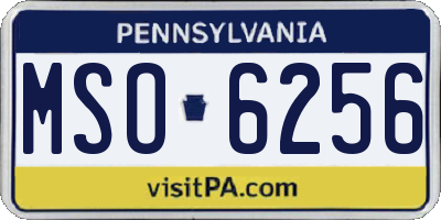 PA license plate MSO6256