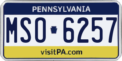 PA license plate MSO6257