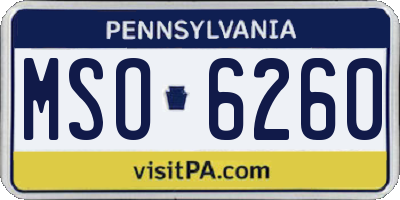 PA license plate MSO6260