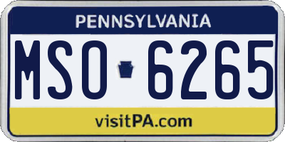 PA license plate MSO6265