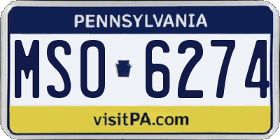 PA license plate MSO6274