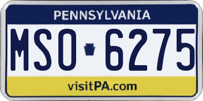 PA license plate MSO6275