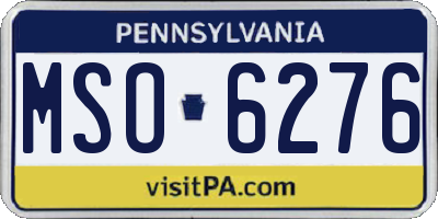 PA license plate MSO6276