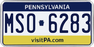 PA license plate MSO6283