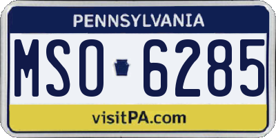 PA license plate MSO6285