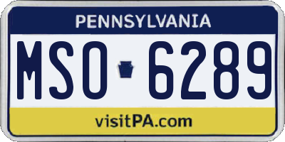 PA license plate MSO6289