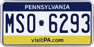 PA license plate MSO6293