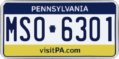 PA license plate MSO6301