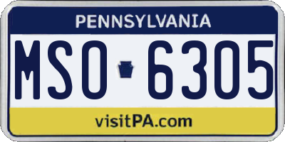 PA license plate MSO6305