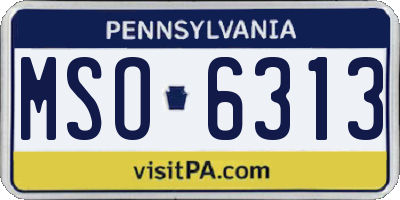 PA license plate MSO6313